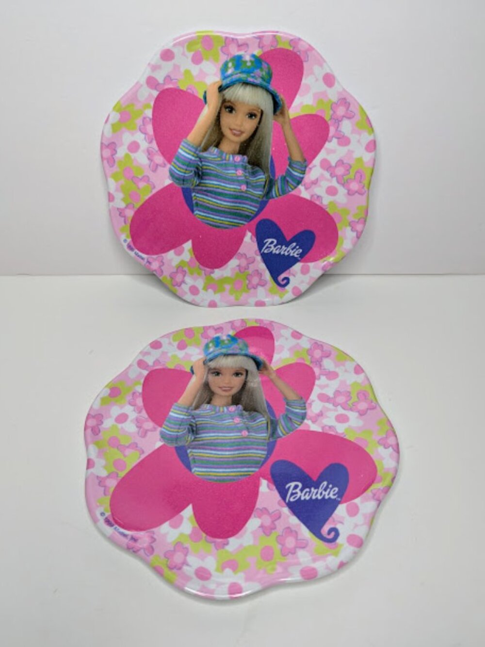Vintage Barbie 1999 Zak Designs Flower Melamine Plates Set of 2
